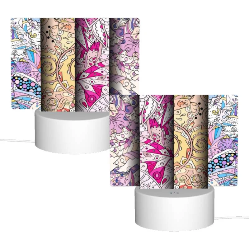 Rectangular Acrylic Night Light, Three colorful artworks are displayed side by side. Rectangular Acrylic Night Light, Three Colorful Artworks Are Displayed Side By Side. -Pattern Night Light 92291345a1f6c8942388d2d79d7b91bf92affe1b