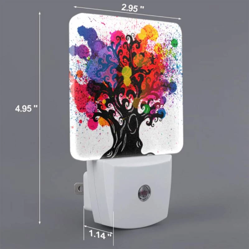 Night Light Set of 2, A tree with a lot of colorful paint on it. Night Light Set Of 2, A Tree With A Lot Of Colorful Paint On It. -Pattern Night Light 922d10791a9f2da197e439a11c8def7a2d72699d