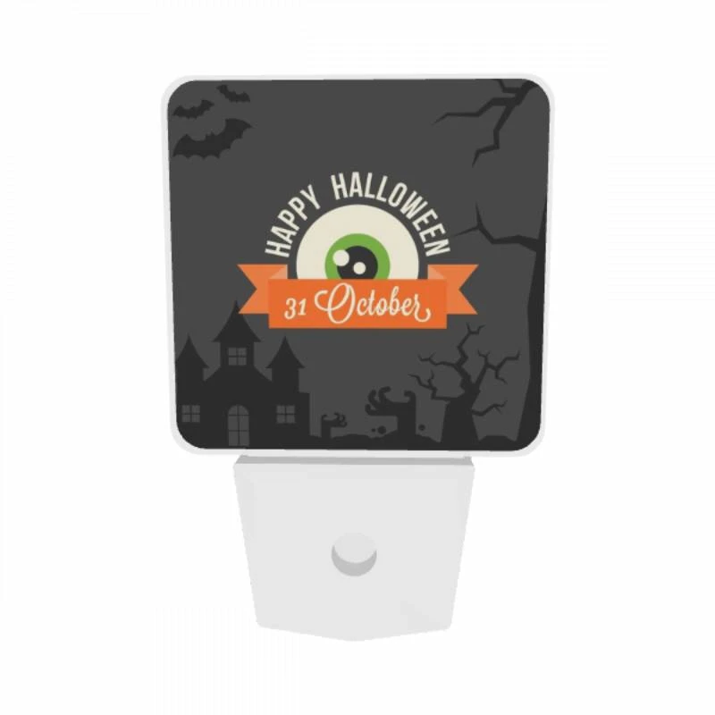 Night Light Set of 2, A Halloween poster with a green eye and the date 31 October. Night Light Set Of 2, A Halloween Poster With A Green Eye And The Date 31 October. -Pattern Night Light 9265560e91e5be7fa6624486fa34b00d0c2a86aa