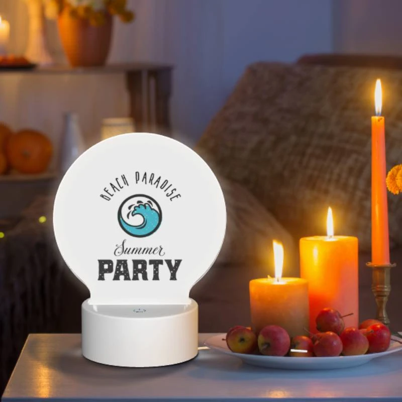 Round Acrylic Night Light, A logo for a beach party. Round Acrylic Night Light, A Logo For A Beach Party. -Pattern Night Light 92a8558b4012a5b342dbb0d0e8868f677a6e6abc