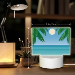 Rectangular Acrylic Night Light, A Sunset Over The Ocean With Palm Trees In The Foreground. -Pattern Night Light 92a952a515e9bdd30bae3c6e2786dc6c52184ca7