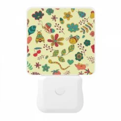 Night Light, A Colorful Pattern Of Flowers And Leaves With A Smiling Face. 10 Night Light, A Colorful Pattern Of Flowers And Leaves With A Smiling Face. -Pattern Night Light 930a695020b496820918e8f1d7a64d56a1050dab