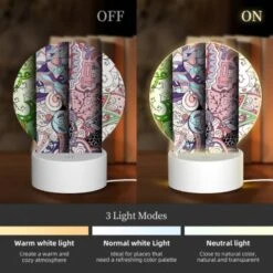 Round Acrylic Night Light, Three Colorful Designs Of A Person's Arm Are Displayed. 4 Round Acrylic Night Light, Three Colorful Designs Of A Person's Arm Are Displayed. -Pattern Night Light 94428fa0a7175af737822a428872bbb926ed3448