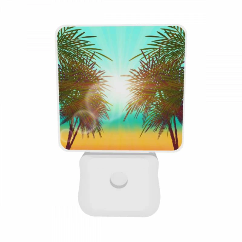 Night Light Set of 2, A sunset with two palm trees in the foreground. Night Light Set Of 2, A Sunset With Two Palm Trees In The Foreground. -Pattern Night Light 9467739e8e19af6d86bbb34c9d03454c09904e98