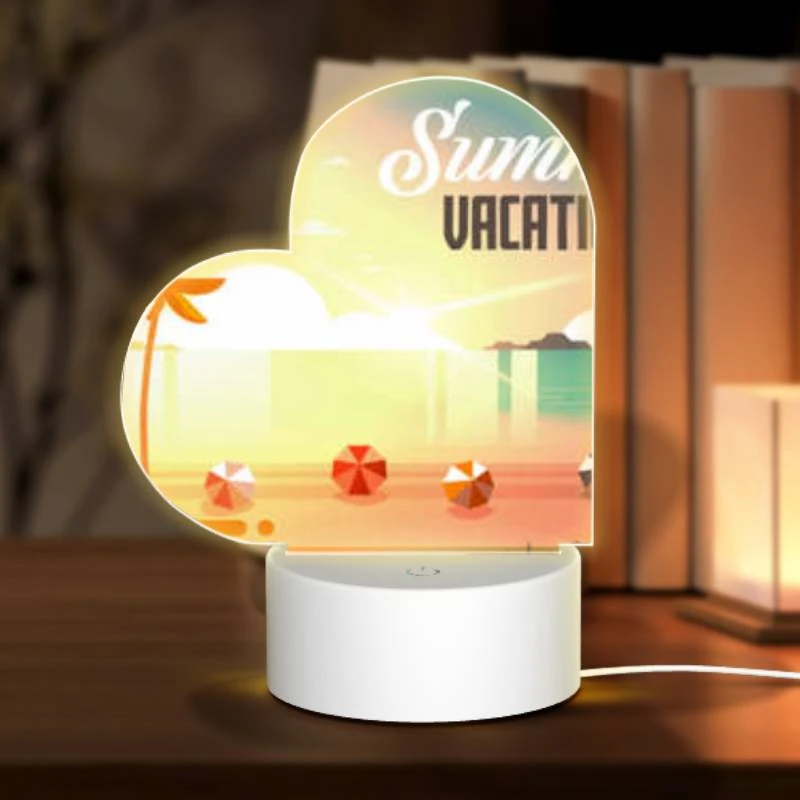 Love Acrylic Night Light, A colorful cartoon of a beach with a sun and palm trees. Love Acrylic Night Light, A Colorful Cartoon Of A Beach With A Sun And Palm Trees. -Pattern Night Light 94ce0d0347a8f12f69ff75bfa42c5daf65264feb
