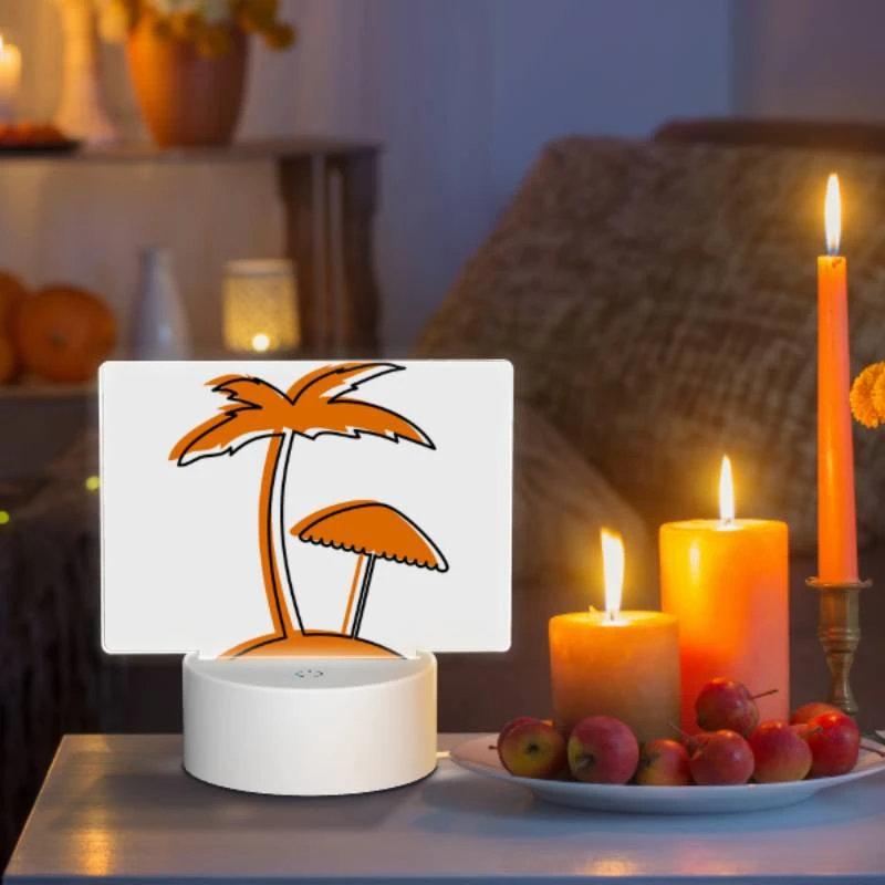Rectangular Acrylic Night Light, A cartoon drawing of a palm tree with a beach umbrella. Rectangular Acrylic Night Light, A Cartoon Drawing Of A Palm Tree With A Beach Umbrella. -Pattern Night Light 94d86d47735d064a45238f51a5de821899a76272