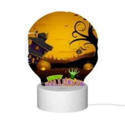 Round Acrylic Night Light, A Halloween Poster With A House 11 Round Acrylic Night Light, A Halloween Poster With A House -Pattern Night Light 94f987940f1a53cb0639cced53c6b61481e91121