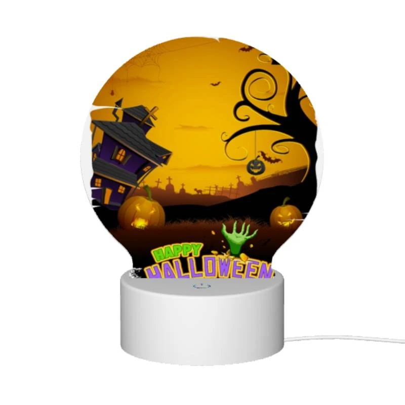 Round Acrylic Night Light, A Halloween poster with a house Round Acrylic Night Light, A Halloween Poster With A House -Pattern Night Light 94f987940f1a53cb0639cced53c6b61481e91121