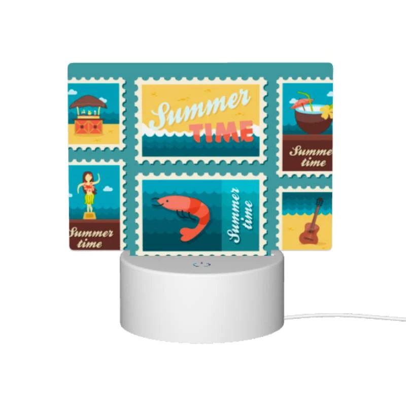 Rectangular Acrylic Night Light, A collection of six postage stamps featuring beach and ocean themes. Rectangular Acrylic Night Light, A Collection Of Six Postage Stamps Featuring Beach And Ocean Themes. -Pattern Night Light 951f111a82540a8176fc96c14043d7dac52689e3