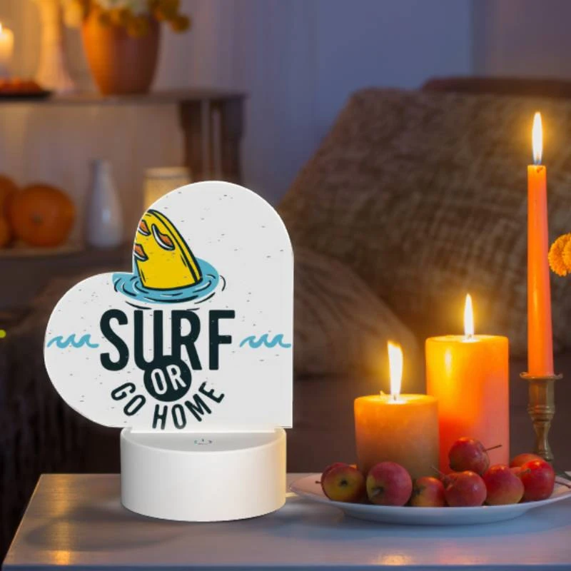 Love Acrylic Night Light, A surfboard logo with the words "Surf or Go Home" written on it. Love Acrylic Night Light, A Surfboard Logo With The Words "Surf Or Go Home" Written On It. -Pattern Night Light 95b2325bde9604c32a7fef0ee6c3015b2db977f5