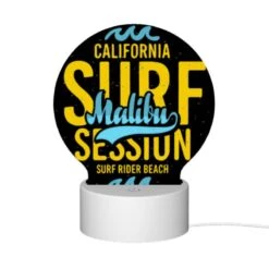 Round Acrylic Night Light, A Surfboard With The Words California Surf Session On It. 11 Round Acrylic Night Light, A Surfboard With The Words California Surf Session On It. -Pattern Night Light 9639536ffd2c040947204eff298464f49e17057f