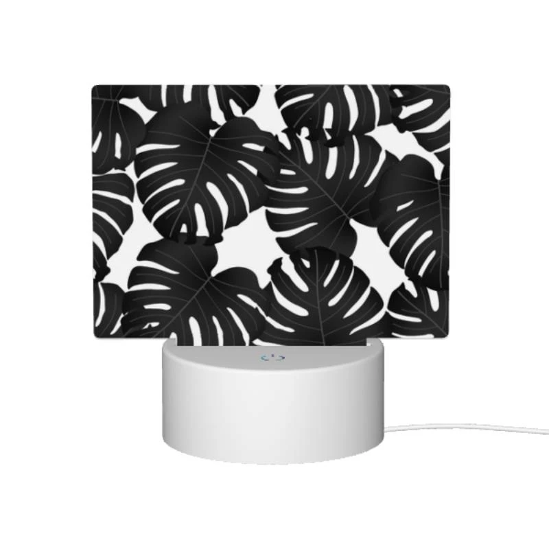 Rectangular Acrylic Night Light, A black and white photo of a bunch of leaves. Rectangular Acrylic Night Light, A Black And White Photo Of A Bunch Of Leaves. -Pattern Night Light 96c38e29af897be6f76c4d8693f9499085a5b009