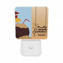 Night Light Set Of 2, A Cartoon Of A Coconut Tree With A Lemon And A Straw In It. 9 Night Light Set Of 2, A Cartoon Of A Coconut Tree With A Lemon And A Straw In It. -Pattern Night Light 96c5008e1eb53d59d35d118b02f0d6e2ee0f3ec0