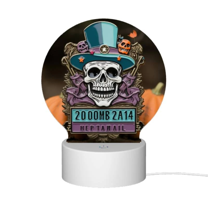Round Acrylic Night Light, A skeleton wearing a top hat and a purple suit with the words 200MB 2014 on it. Round Acrylic Night Light, A Skeleton Wearing A Top Hat And A Purple Suit With The Words 200MB 2014 On It. -Pattern Night Light 9764ffe6e4265207217eb6d4003f7e962493e216