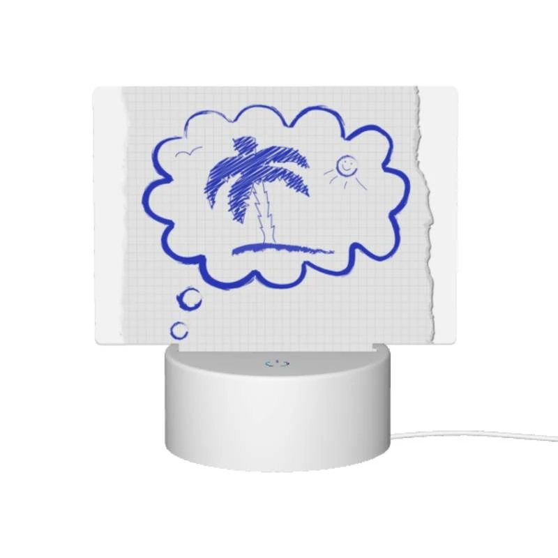 Rectangular Acrylic Night Light, A blue and white drawing of a palm tree and sun. Rectangular Acrylic Night Light, A Blue And White Drawing Of A Palm Tree And Sun. -Pattern Night Light 97860bcc5c4d0d528b9c9240d020b89de24d24fb