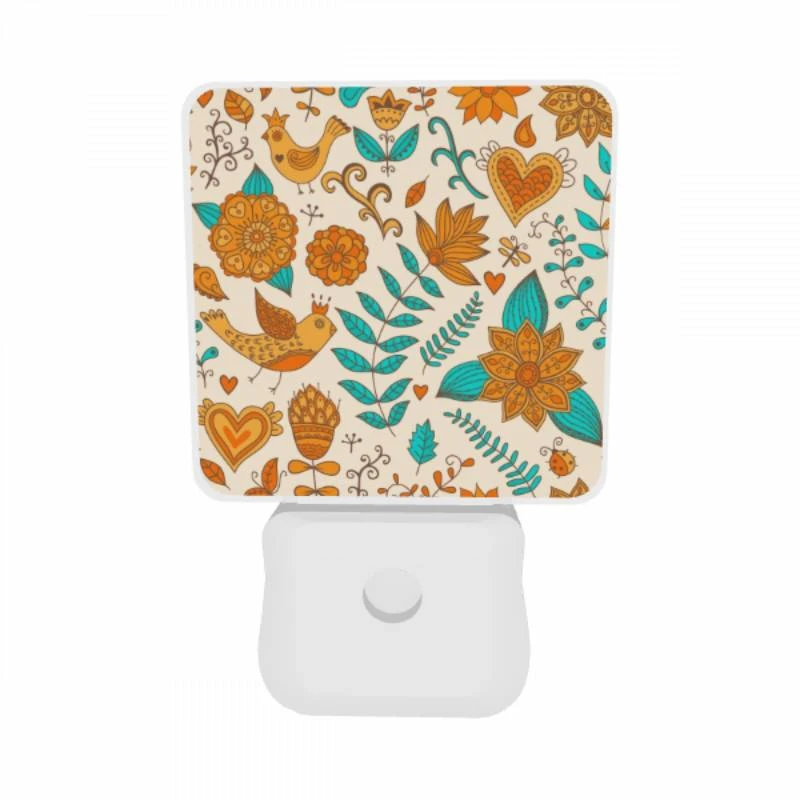 Night Light Set of 2, A colorful pattern of flowers and birds. Night Light Set Of 2, A Colorful Pattern Of Flowers And Birds. -Pattern Night Light 9791723da9dd9a2586ec9794a37d20be57aa4524
