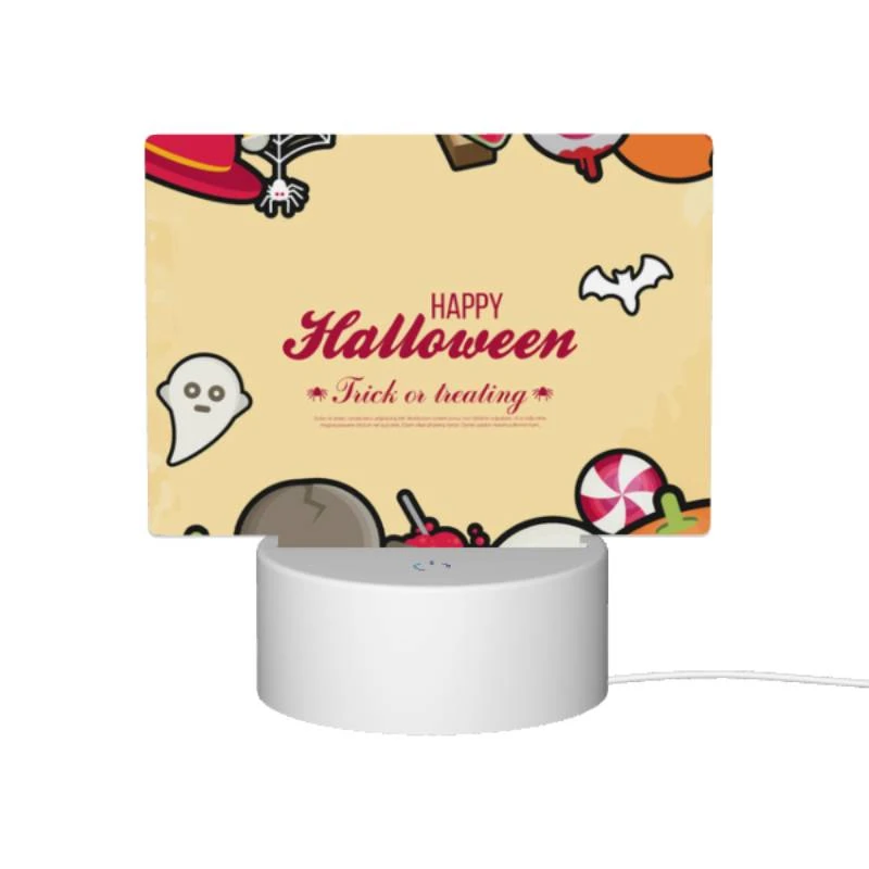 Rectangular Acrylic Night Light, A colorful Halloween poster with various Halloween items. Rectangular Acrylic Night Light, A Colorful Halloween Poster With Various Halloween Items. -Pattern Night Light 97f13b6fed7c3cb878cae3d2ab3b06653be6323e