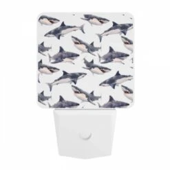Night Light, A Pattern Of Sharks In A Blue And White Color Scheme. 9 Night Light, A Pattern Of Sharks In A Blue And White Color Scheme. -Pattern Night Light 97fbad26519d4fb3047217cd5af87ed98cb0dfaa