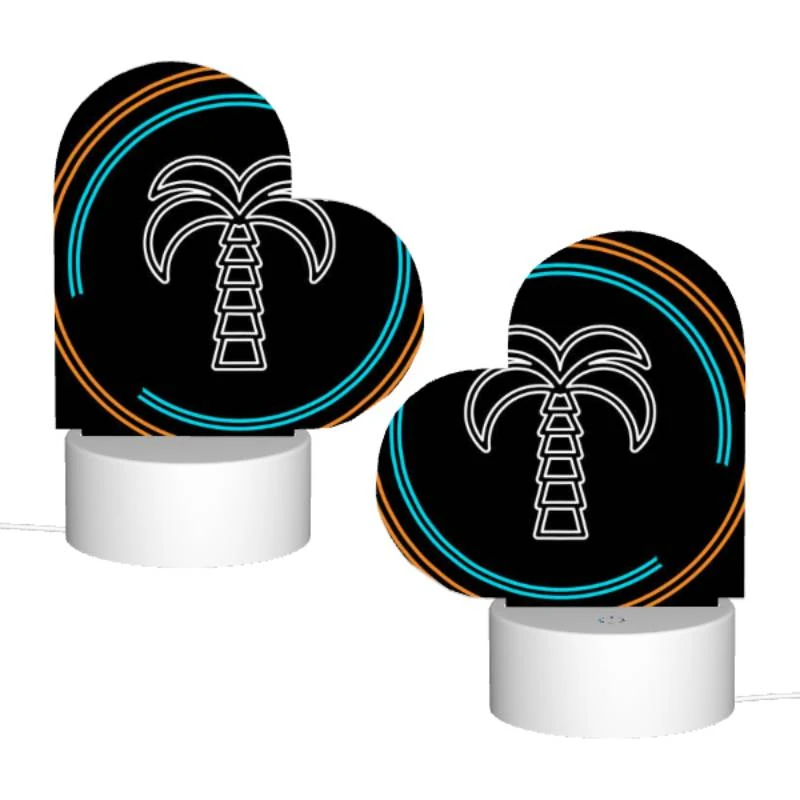 Love Acrylic Night Light, A blue and orange circle with a palm tree in the middle. Love Acrylic Night Light, A Blue And Orange Circle With A Palm Tree In The Middle. -Pattern Night Light 984bf002c92018391949a057f8ca1269b33c825b