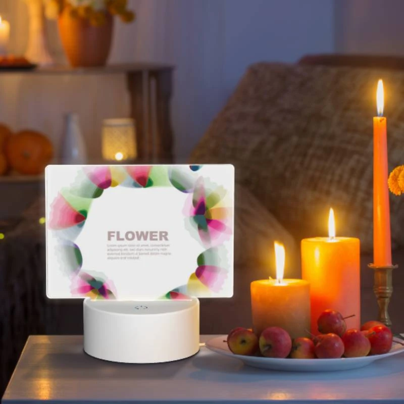 Rectangular Acrylic Night Light, A colorful circle with the word "Flower" written in it. Rectangular Acrylic Night Light, A Colorful Circle With The Word "Flower" Written In It. -Pattern Night Light 98a906077722a0dcc3842d1701d1227b5a6cb56c