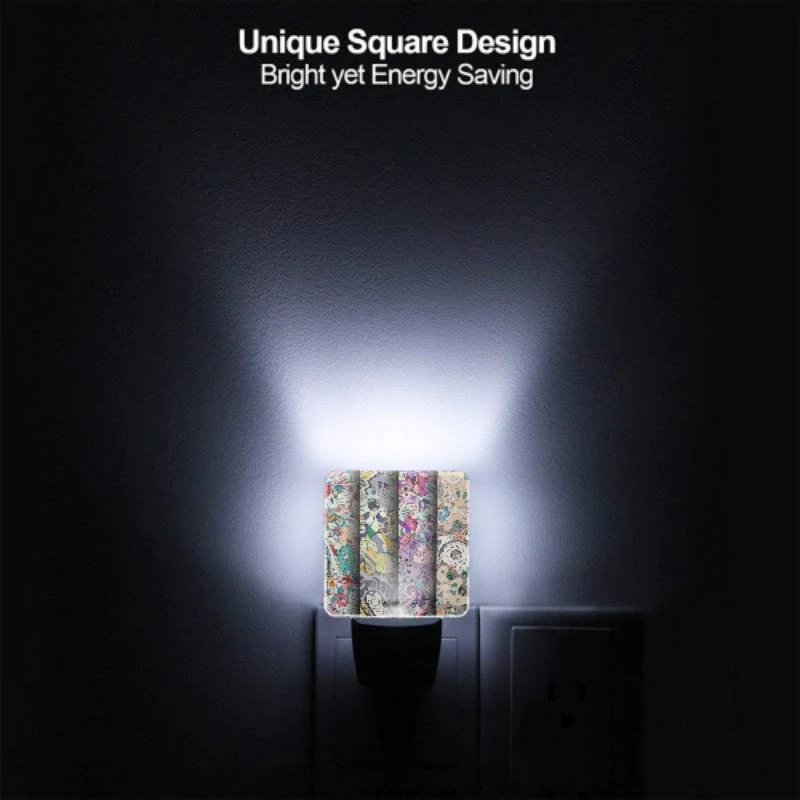 Night Light Set of 2, Four colorful designs are displayed in a row. Night Light Set Of 2, Four Colorful Designs Are Displayed In A Row. -Pattern Night Light 98af3d755fb1a7c85d1a7c748eac815f4c5ba13a