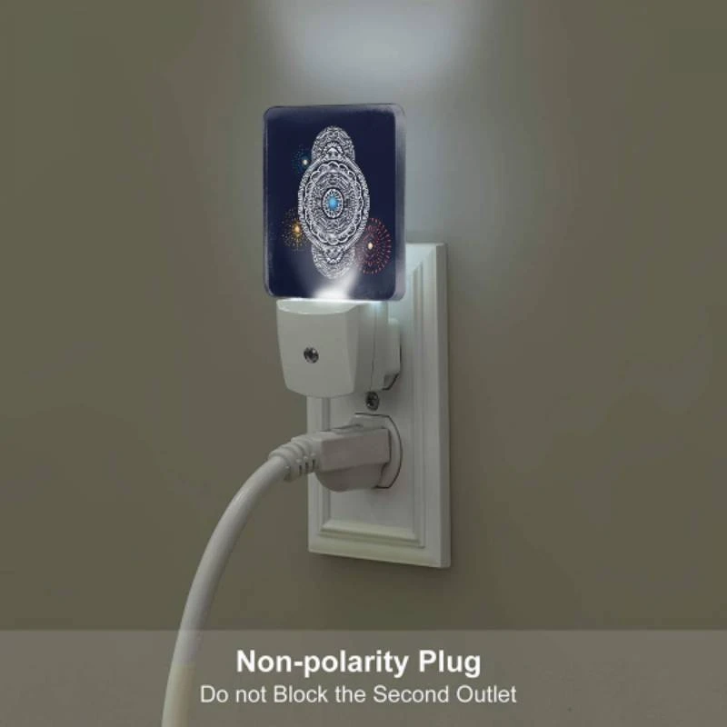 Night Light Set of 2, A blue circle with a yellow star in the middle. Night Light Set Of 2, A Blue Circle With A Yellow Star In The Middle. -Pattern Night Light 98d5f9e74cb33349e2426b7478bac002e058c340