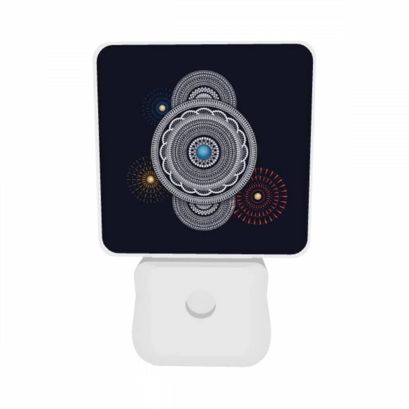 Night Light Set of 2, A blue circle with a yellow star in the middle. Night Light Set Of 2, A Blue Circle With A Yellow Star In The Middle. -Pattern Night Light 9926229c53248cf4d33e183d6a5b587b22ede3c7