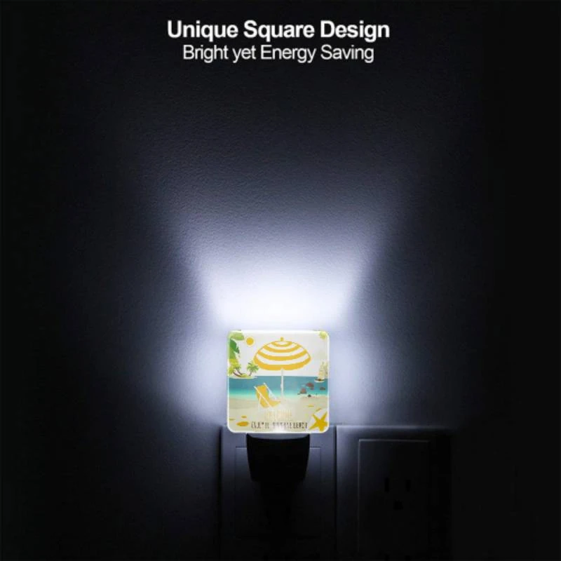 Night Light Set of 2, A yellow and white umbrella is set up on a beach Night Light Set Of 2, A Yellow And White Umbrella Is Set Up On A Beach -Pattern Night Light 99282255474217ef6f87bed133fc76e929deb9f3