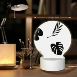 Round Acrylic Night Light, A Pattern Of Black And White Leaves. 7 Round Acrylic Night Light, A Pattern Of Black And White Leaves. -Pattern Night Light 9940d036d224ea3e50e4861e8c65cdf369f20b04