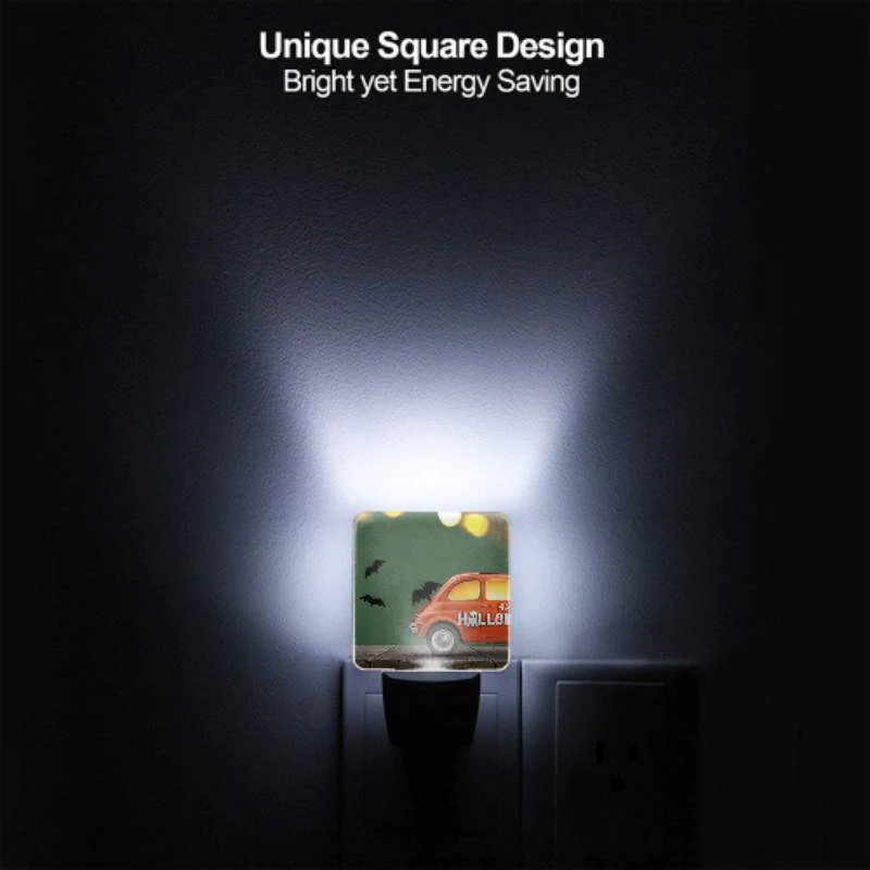 Night Light Set of 2, A cartoon car with a bats and a sign that says Happy Halloween. Night Light Set Of 2, A Cartoon Car With A Bats And A Sign That Says Happy Halloween. -Pattern Night Light 9ace75e5bf6f58e1f93da31183f29b7d4bfe1e68