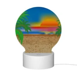Round Acrylic Night Light, A Sunset Over The Ocean With Palm Trees In The Foreground. 11 Round Acrylic Night Light, A Sunset Over The Ocean With Palm Trees In The Foreground. -Pattern Night Light 9aeaddf2fd5c7f7b10097cd3efc9c8ec2ecaa635