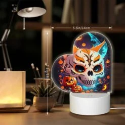 Love Acrylic Night Light, A Skull With A Pumpkin Face And A Cat Face. 7 Love Acrylic Night Light, A Skull With A Pumpkin Face And A Cat Face. -Pattern Night Light 9b61a6124cb93d60bd3660a638c35c5732b7ba7e