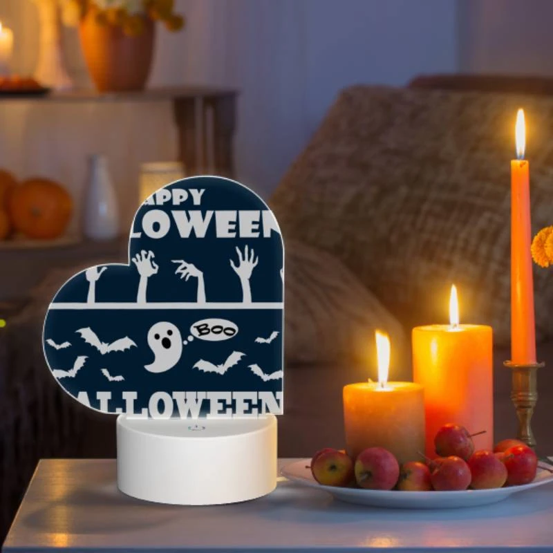 Love Acrylic Night Light, A poster with a ghost and the words "Happy Halloween" on it. Love Acrylic Night Light, A Poster With A Ghost And The Words "Happy Halloween" On It. -Pattern Night Light 9bb4d9fc3137f214261af3c94bbf411bd5673ea6