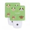 Night Light Set Of 2, Four Different Colored Dogs Are Shown On A Green Background. 2 Night Light Set Of 2, Four Different Colored Dogs Are Shown On A Green Background. -Pattern Night Light 9c241fbe91041e467a4de0113a08a940a3645e1b