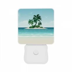Night Light Set Of 2, A Tropical Island With A Palm Tree And A Sunny Sky. 10 Night Light Set Of 2, A Tropical Island With A Palm Tree And A Sunny Sky. -Pattern Night Light 9cda076790ea1e08b53743e6200d2ea0e0040afc
