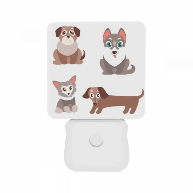 Night Light Set of 2, Four different colored dogs are shown in a row. Night Light Set Of 2, Four Different Colored Dogs Are Shown In A Row. -Pattern Night Light 9cf1f819bd482e42131fd37709dd44bb0e3e4fdb