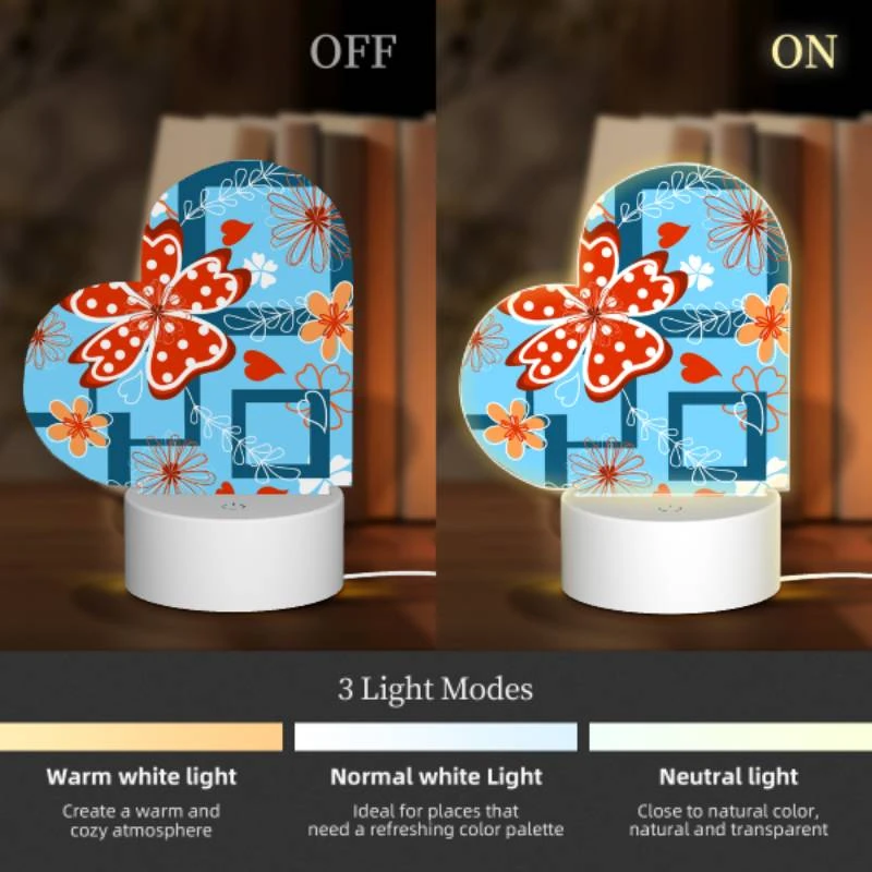 Love Acrylic Night Light, A red flower with white polka dots is surrounded by other flowers. Love Acrylic Night Light, A Red Flower With White Polka Dots Is Surrounded By Other Flowers. -Pattern Night Light 9d3b3e6a89eff322fd9385b41c14771c941f2656
