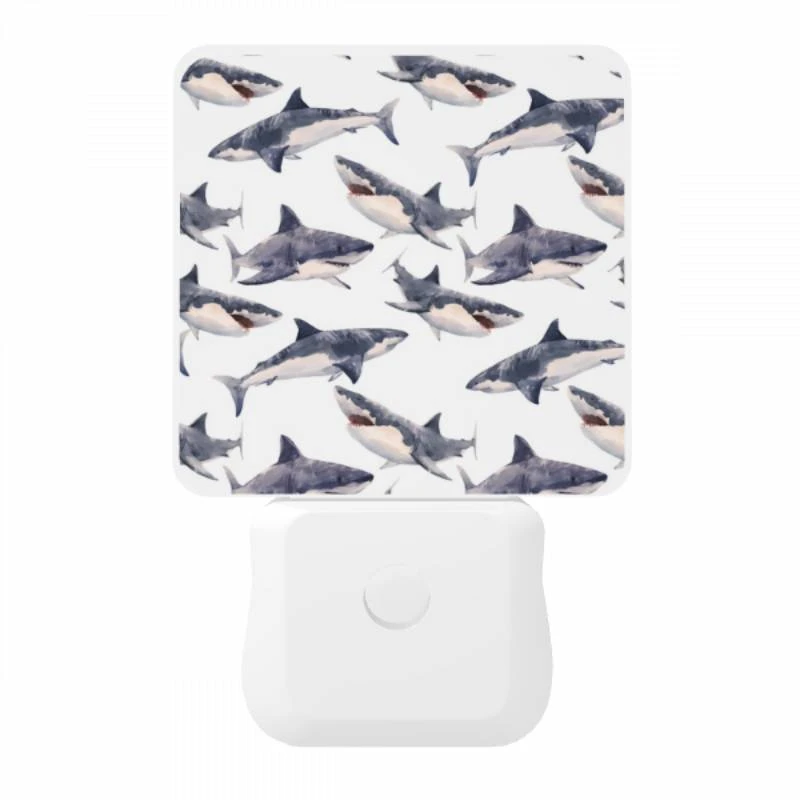 Night Light, A pattern of sharks in a blue and white color scheme. Night Light, A Pattern Of Sharks In A Blue And White Color Scheme. -Pattern Night Light 9d63d1a8d7ab2f2cab60c5a72bf14ffe09953303