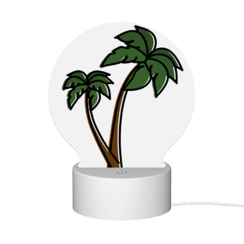 Round Acrylic Night Light, A green and brown palm tree with a brown trunk. Round Acrylic Night Light, A Green And Brown Palm Tree With A Brown Trunk. -Pattern Night Light 9d6c34b0d12c61940047786fa0ebbb86a34fabcb