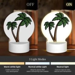 Round Acrylic Night Light, A Green And Brown Palm Tree With A Brown Trunk. 4 Round Acrylic Night Light, A Green And Brown Palm Tree With A Brown Trunk. -Pattern Night Light 9e2329f2a0b87c1f3804c8520ba97b64b1f04c5d