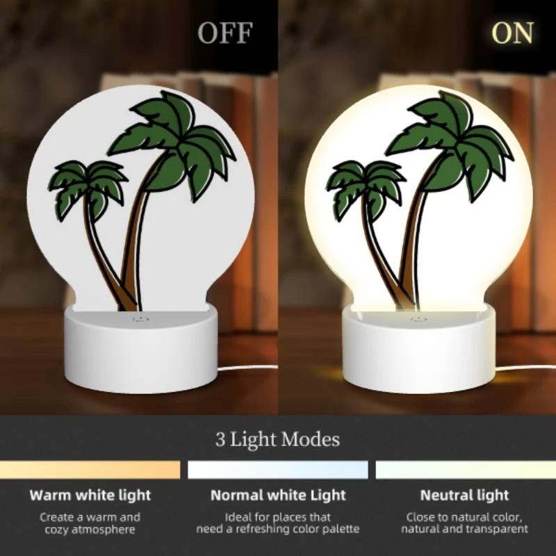 Round Acrylic Night Light, A green and brown palm tree with a brown trunk. Round Acrylic Night Light, A Green And Brown Palm Tree With A Brown Trunk. -Pattern Night Light 9e2329f2a0b87c1f3804c8520ba97b64b1f04c5d