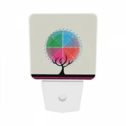 Night Light Set Of 2, A Tree With A Colorful Circle On Top. 7 Night Light Set Of 2, A Tree With A Colorful Circle On Top. -Pattern Night Light 9f01b067aff4630a3849a0ee1dd95246194731d0