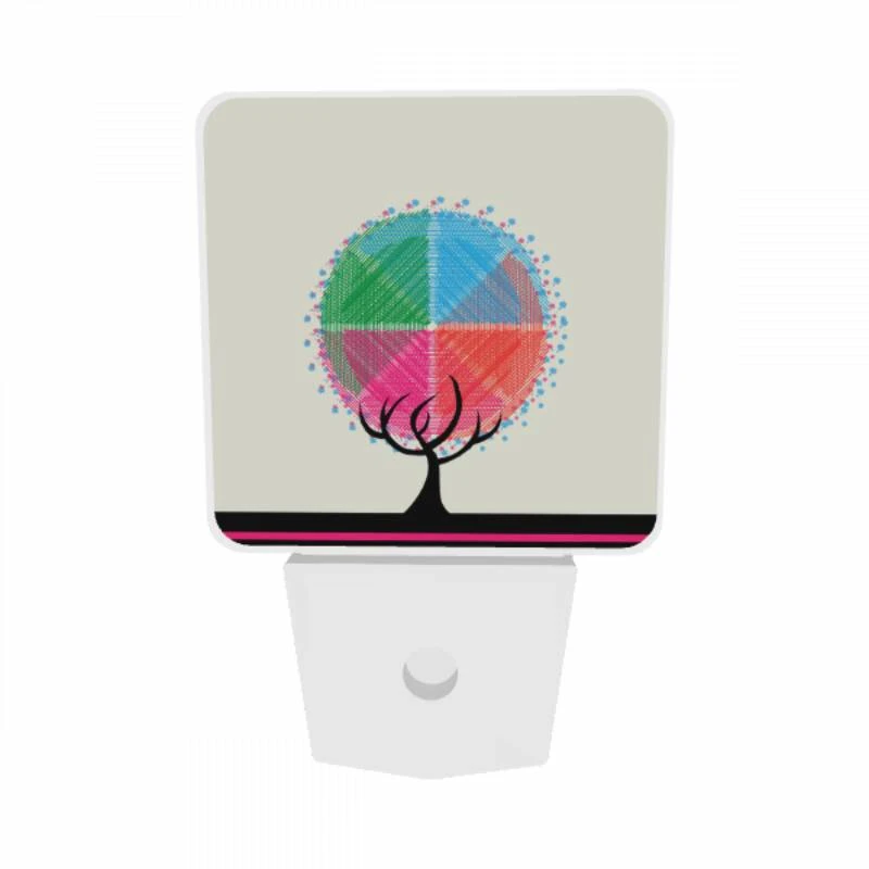 Night Light Set of 2, A tree with a colorful circle on top. Night Light Set Of 2, A Tree With A Colorful Circle On Top. -Pattern Night Light 9f01b067aff4630a3849a0ee1dd95246194731d0