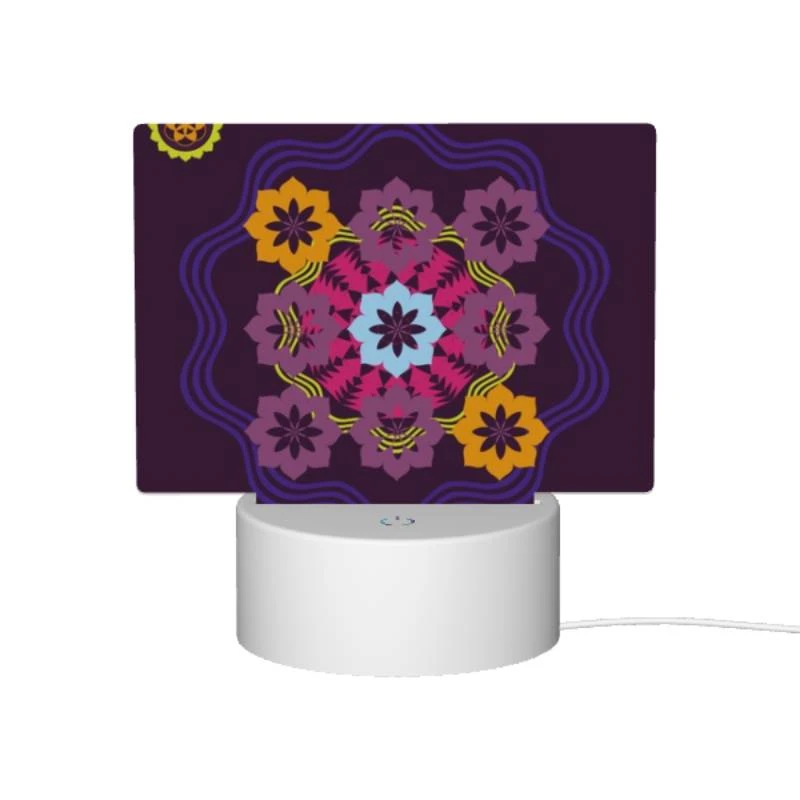 Rectangular Acrylic Night Light, A colorful flower design on a purple background. Rectangular Acrylic Night Light, A Colorful Flower Design On A Purple Background. -Pattern Night Light a0d528cfb9f787eb831f41695d90b0f93827a635