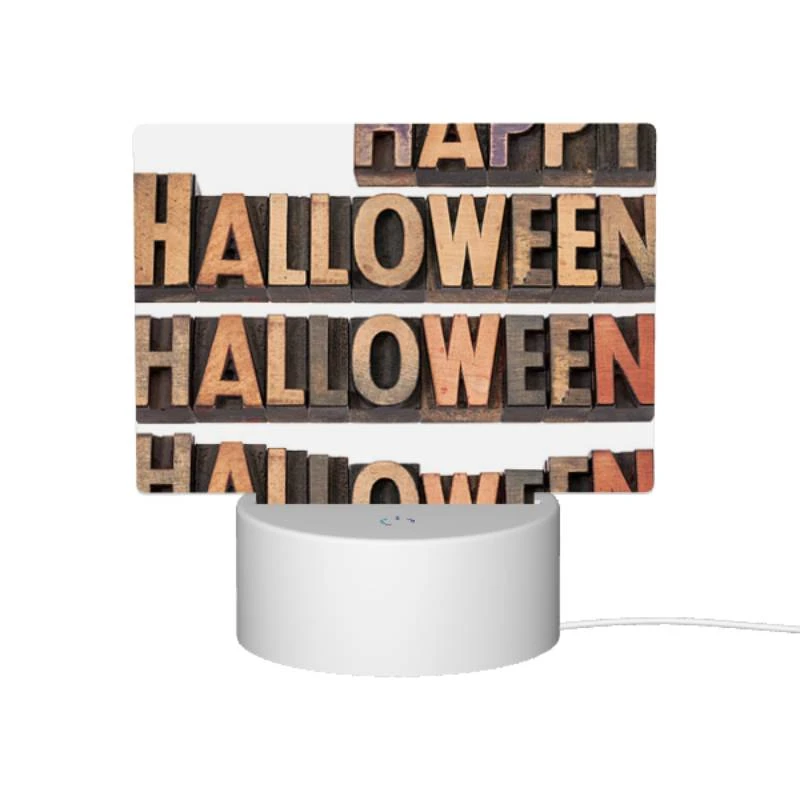 Rectangular Acrylic Night Light, A wooden sign that says "Happy Halloween" on it. Rectangular Acrylic Night Light, A Wooden Sign That Says "Happy Halloween" On It. -Pattern Night Light a1085d27780671e8c748ac488a53a0d273c70df0