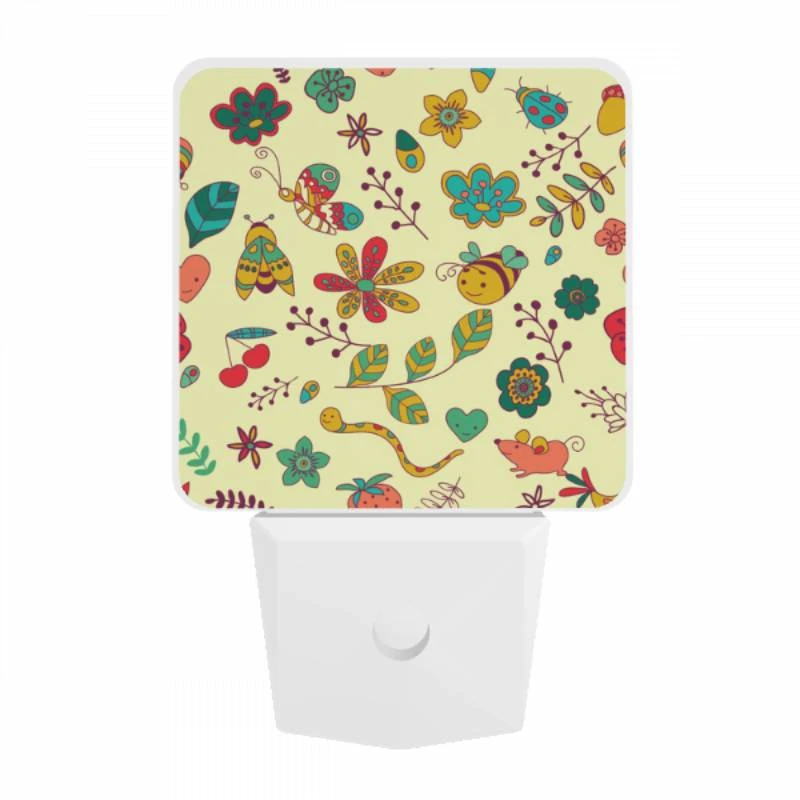 Night Light, A colorful pattern of flowers and leaves with a smiling face. Night Light, A Colorful Pattern Of Flowers And Leaves With A Smiling Face. -Pattern Night Light a1a82e8cfd50121cd5af31cb4ae0d339548105b9