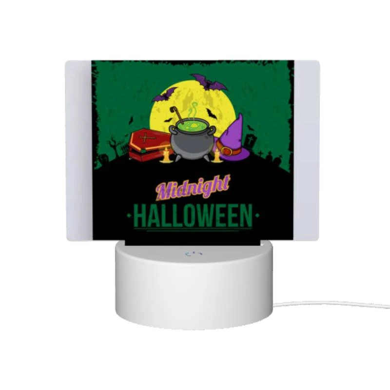 Rectangular Acrylic Night Light, A poster with a witches hat and a cauldron with a green background. Rectangular Acrylic Night Light, A Poster With A Witches Hat And A Cauldron With A Green Background. -Pattern Night Light a1d571d914d1f0dc9f6794f6ebbb8597a4f73c09