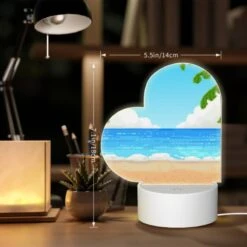 Love Acrylic Night Light, A Cartoon Beach Scene With A Blue Ocean And Palm Trees. -Pattern Night Light a23f096271d2b97a6ece1a40254e8a7286ed94b9