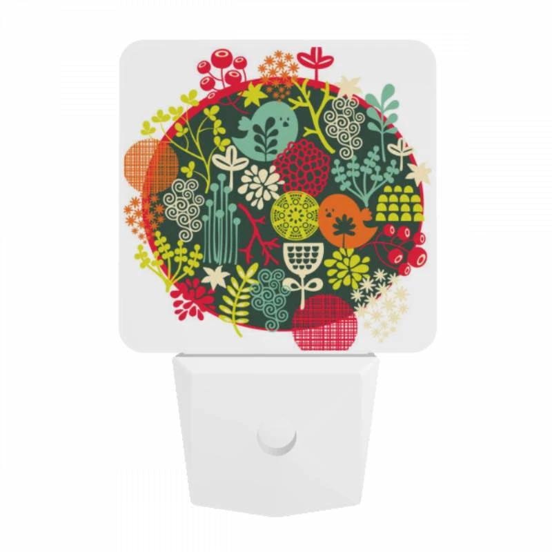 Night Light, A colorful circle of plants and flowers. Night Light, A Colorful Circle Of Plants And Flowers. -Pattern Night Light a2a6741c47f442e4c43fd4a67a9bcee5b9d39ebf