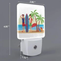Night Light, Two Men Standing On A Beach With Surfboards And An Umbrella. 3 Night Light, Two Men Standing On A Beach With Surfboards And An Umbrella. -Pattern Night Light a2faa91a96b1f03804ae59a1dbfe862f51b72b1d